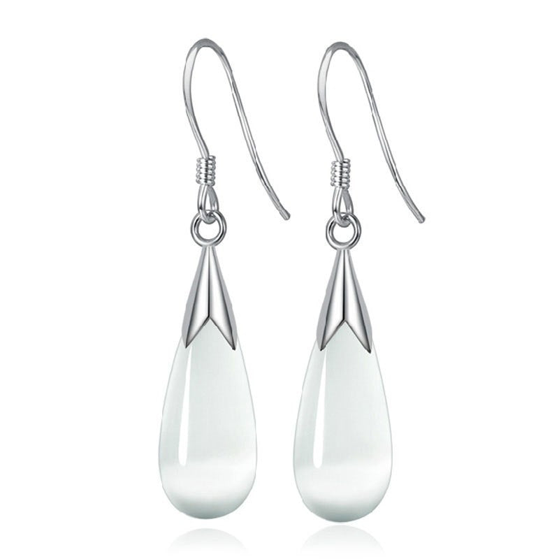 Korean Style Sterling Sier Opal Moonstone Water Drop Rings