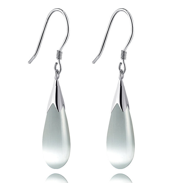 Korean Style Sterling Sier Opal Moonstone Water Drop Rings
