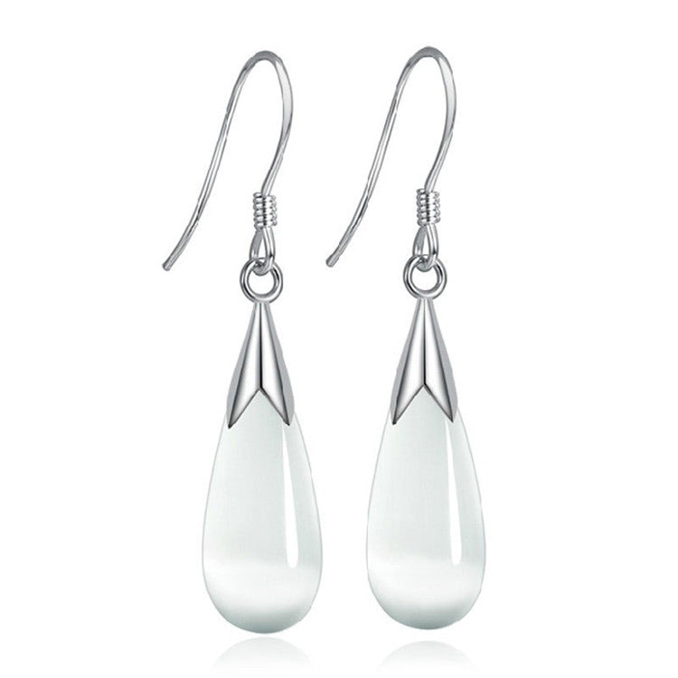 Korean Style Sterling Sier Opal Moonstone Water Drop Rings