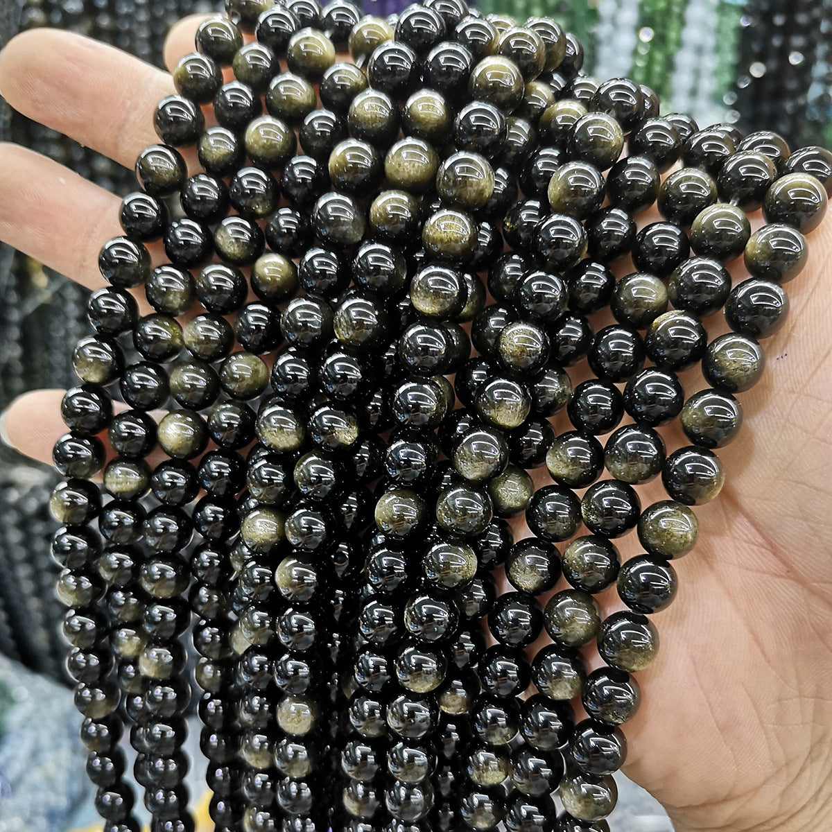 Unique Gold Obsidian Scattered Beads Bodhi Jewelry Accessories