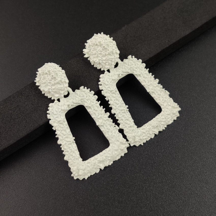 Exaggerated Metal Spray Paint Geometric Trapezoid Retro Fashion Personalized Alloy Earrings