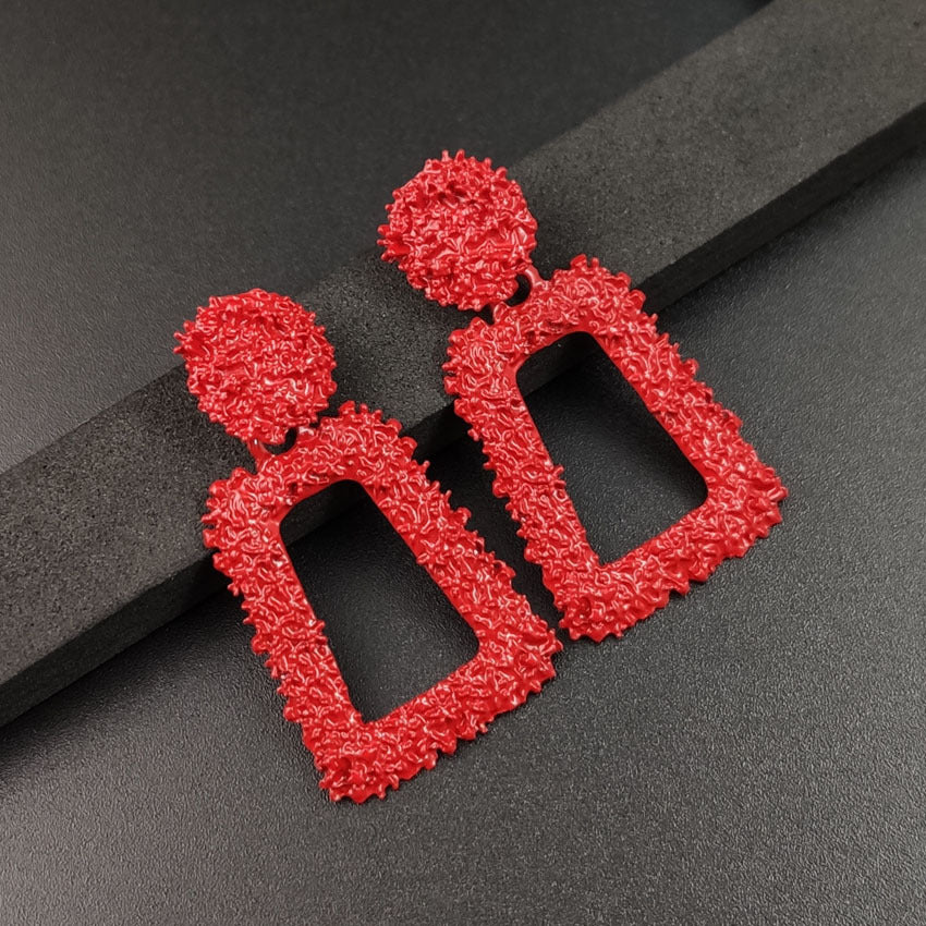 Exaggerated Metal Spray Paint Geometric Trapezoid Retro Fashion Personalized Alloy Earrings