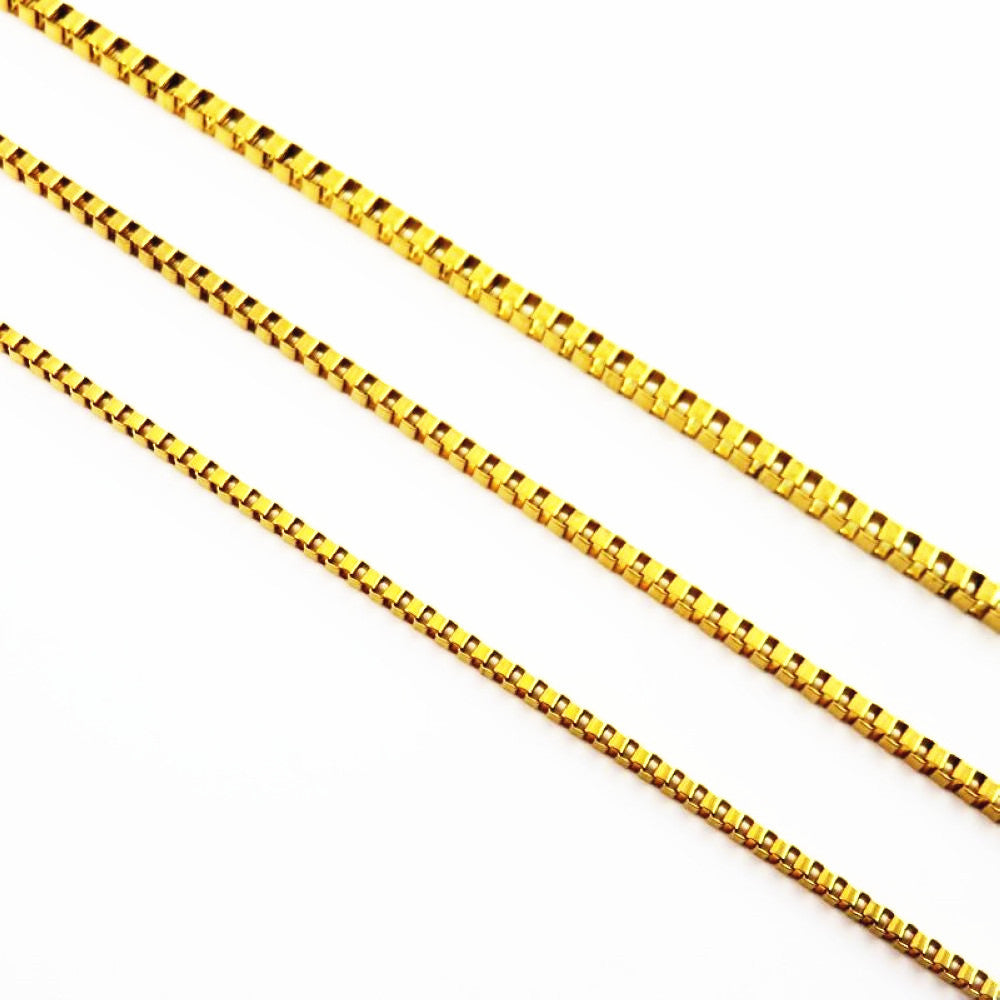 Stainless Steel Small Box Chain Vacuum Plating Black Necklaces