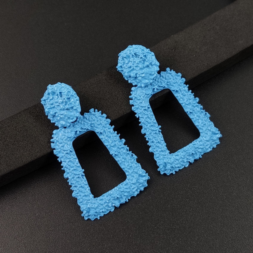 Exaggerated Metal Spray Paint Geometric Trapezoid Retro Fashion Personalized Alloy Earrings