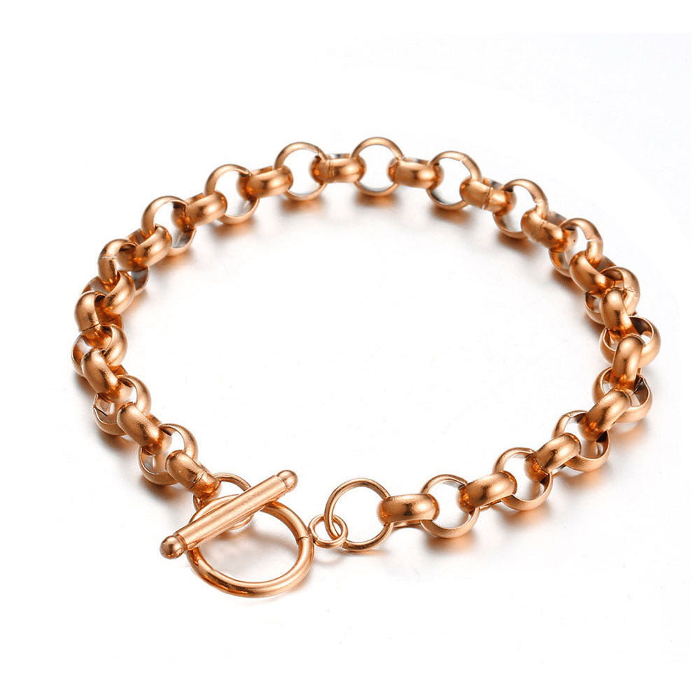 Exquisite Rose Gold Titanium Steel Simple O-shaped Chain Bracelet