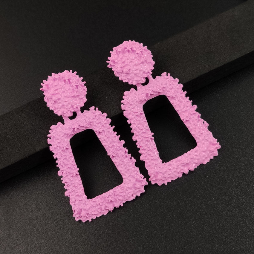 Exaggerated Metal Spray Paint Geometric Trapezoid Retro Fashion Personalized Alloy Earrings