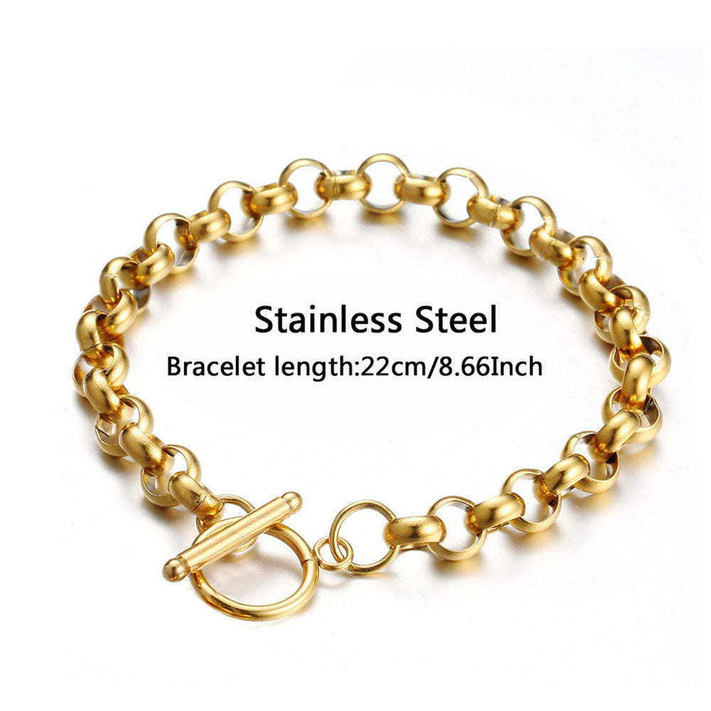 Exquisite Rose Gold Titanium Steel Simple O-shaped Chain Bracelet