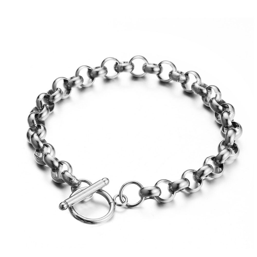 Exquisite Rose Gold Titanium Steel Simple O-shaped Chain Bracelet