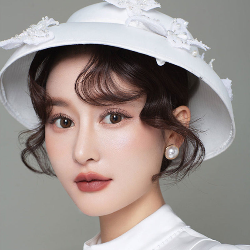 Bridal Vintage Pearl Round Auricular Needle Rings
