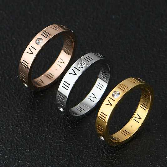 Roman Digital Mood Simple Gold Fashion Rings