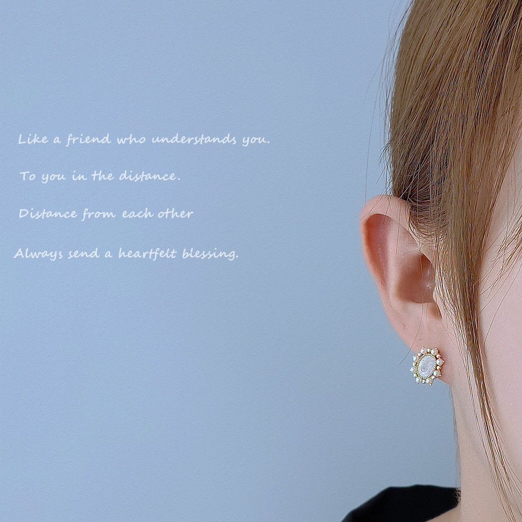 Eyes Sier-plated Needle Gold-plated Zircon Classic Style Simple Small Flower Stud Earrings