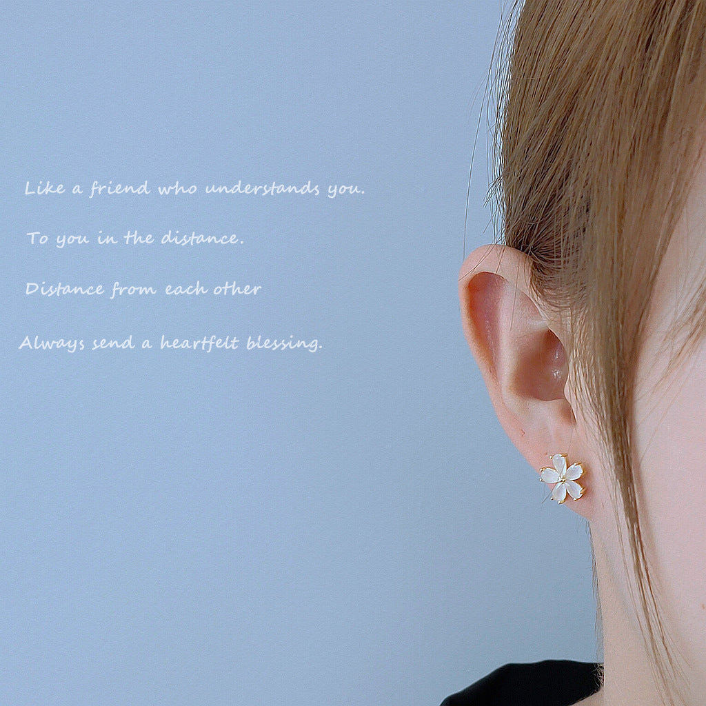 Eyes Sier-plated Needle Gold-plated Zircon Classic Style Simple Small Flower Stud Earrings