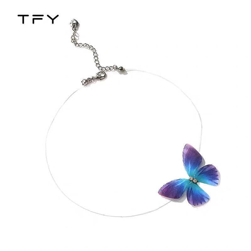 Female Butterfly Clavicle Chain Sweet Tulle Necklaces