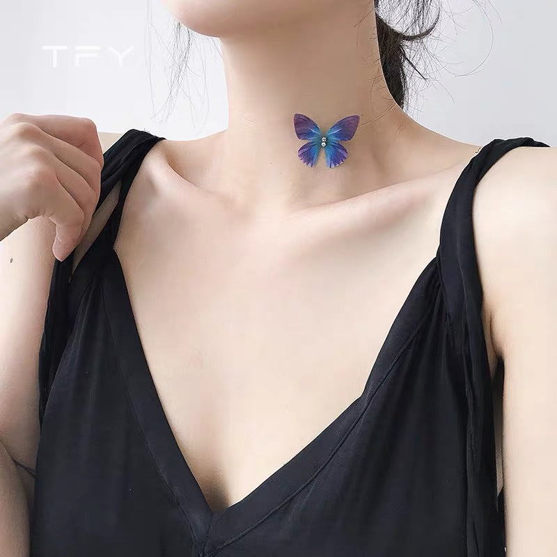 Female Butterfly Clavicle Chain Sweet Tulle Necklaces