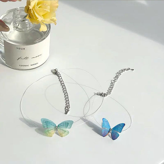 Female Butterfly Clavicle Chain Sweet Tulle Necklaces