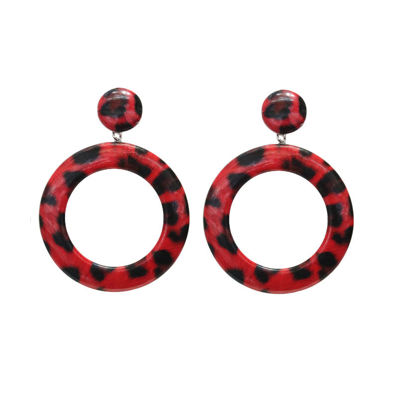 Women's Fashion Leather Trendy Exaggerated Big Round Earrings