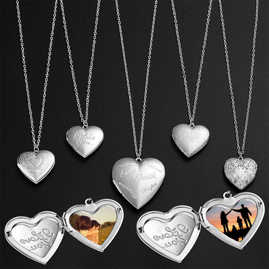 Women's Love Heart Openable Frame Box For Necklaces