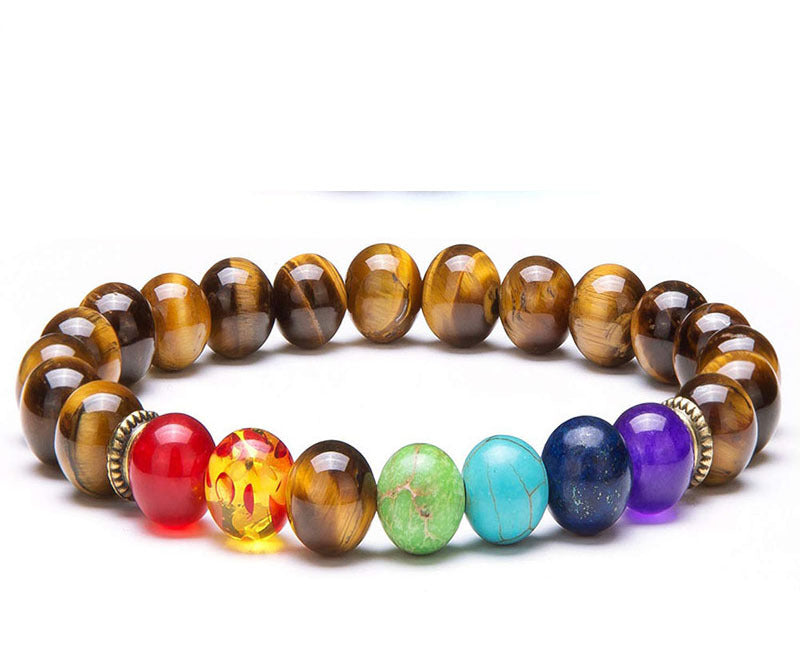 Volcanic Rock Colorful Natural Stone Beads Brace Bracelet