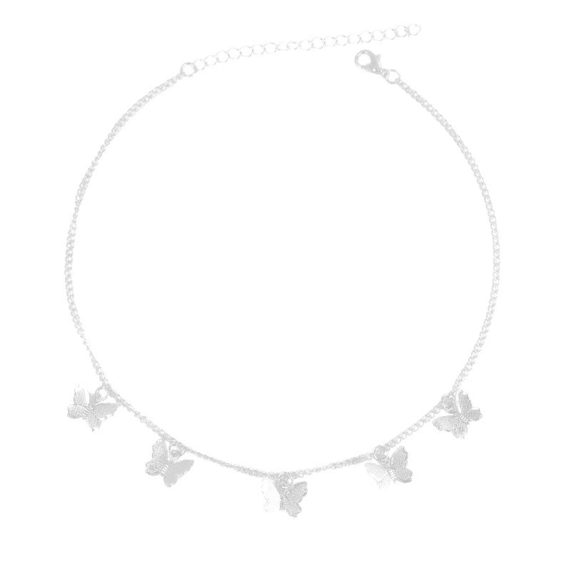 Women's Style Simple Metal Butterfly Tassel Clavicle Necklace