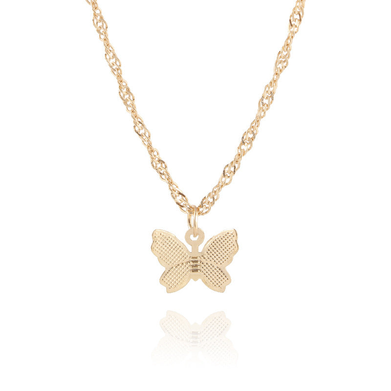 Women's Style Simple Metal Butterfly Tassel Clavicle Necklace