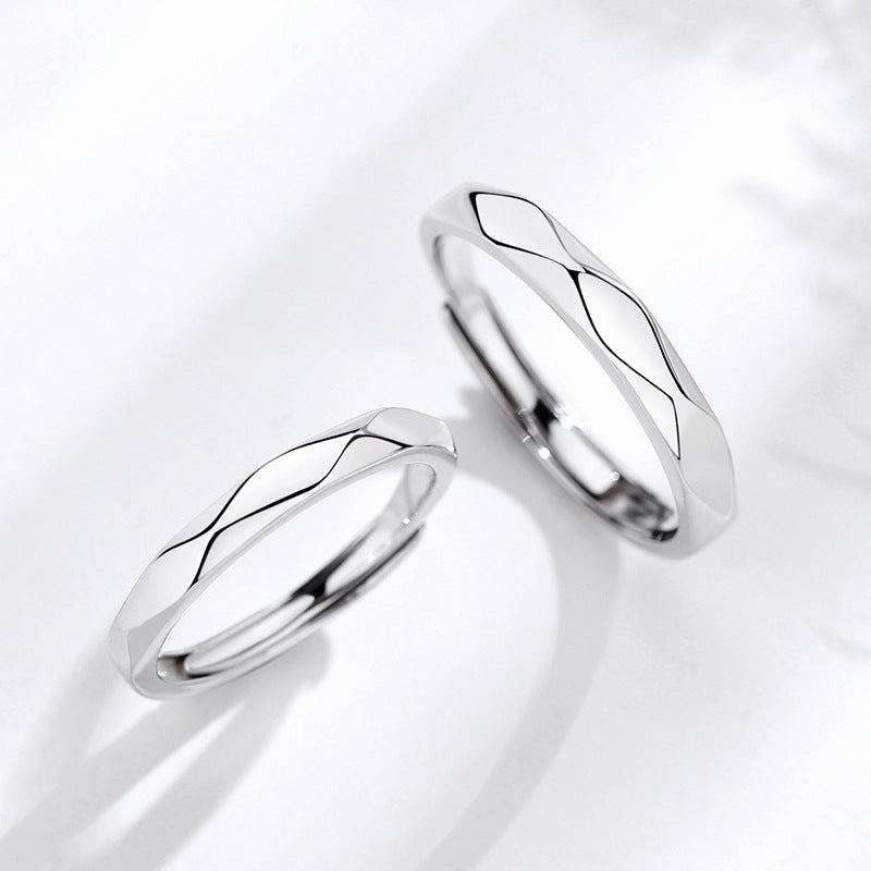 Couple Black White Diamond Sterling Sier Pair Light Rings