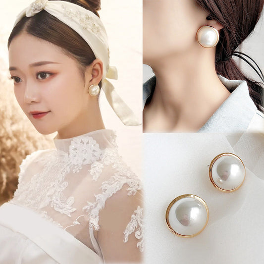 Bridal Vintage Pearl Round Auricular Needle Rings