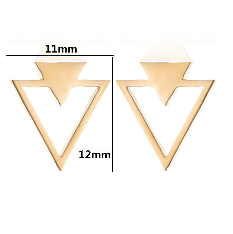 Women's Korean Style Fashion Geometry Pattern Hollow Triangle Black Geometric Double Stud Earrings