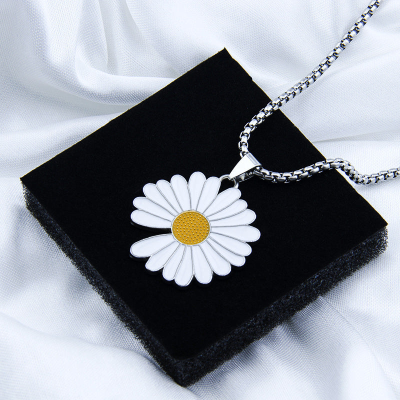 Daisy Titanium Steel Stainless Sunflower Male Female Necklaces