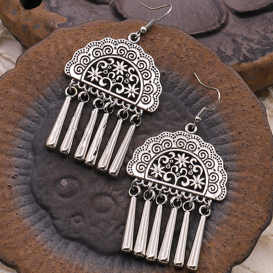 Accessories Flower Miao Bohemian Alloy Ethnic Minority Earrings