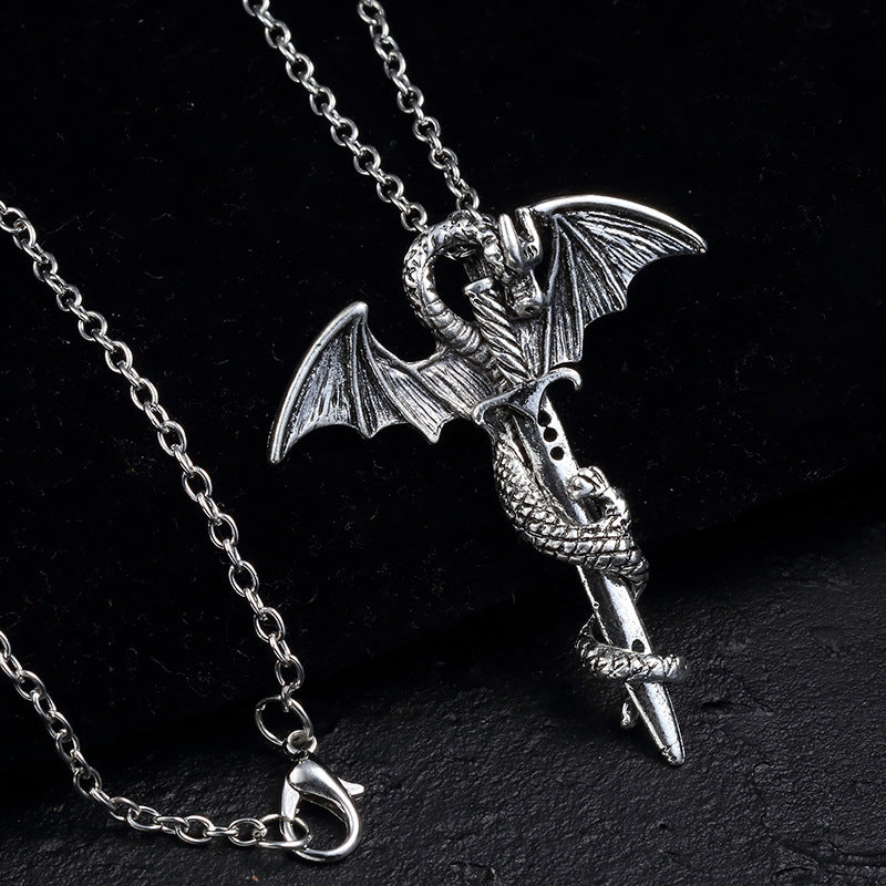 Charming Stall Pterosaur Gold Sier Sword Necklaces