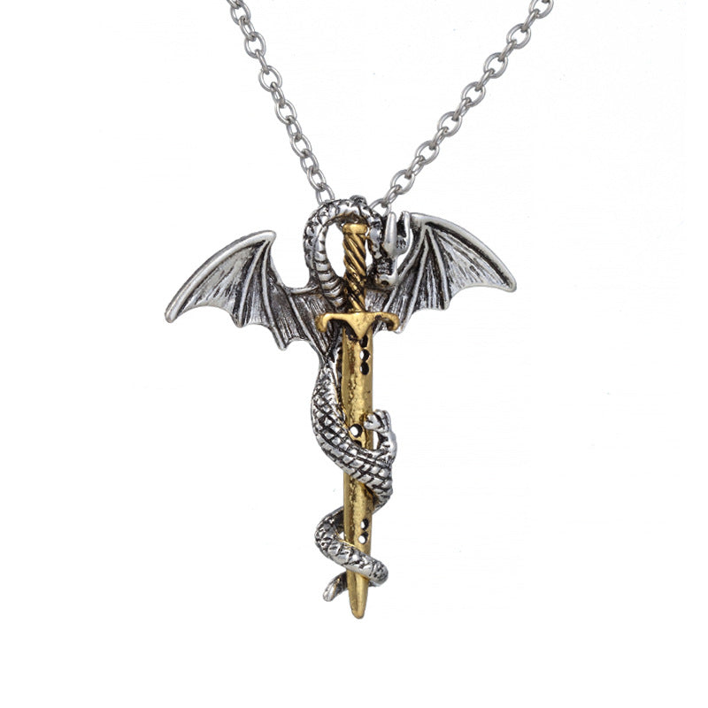 Charming Stall Pterosaur Gold Sier Sword Necklaces