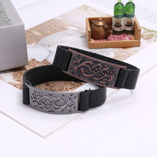 Men's Simple Cattle Leather Unique Hipster Ornament Bracelets