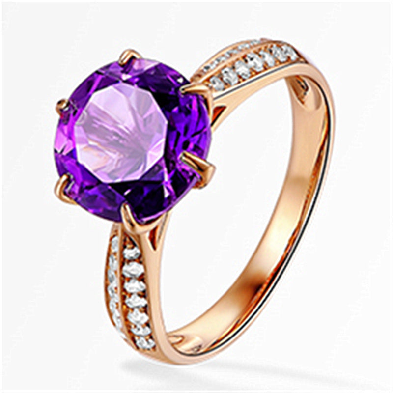 Rose Gold Plated Colorful Purple Diamond Rings