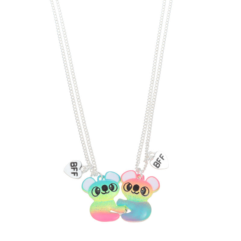 Children's Classic Colorful Raccoon Alloy Spray Paint Drop Jewelry Set