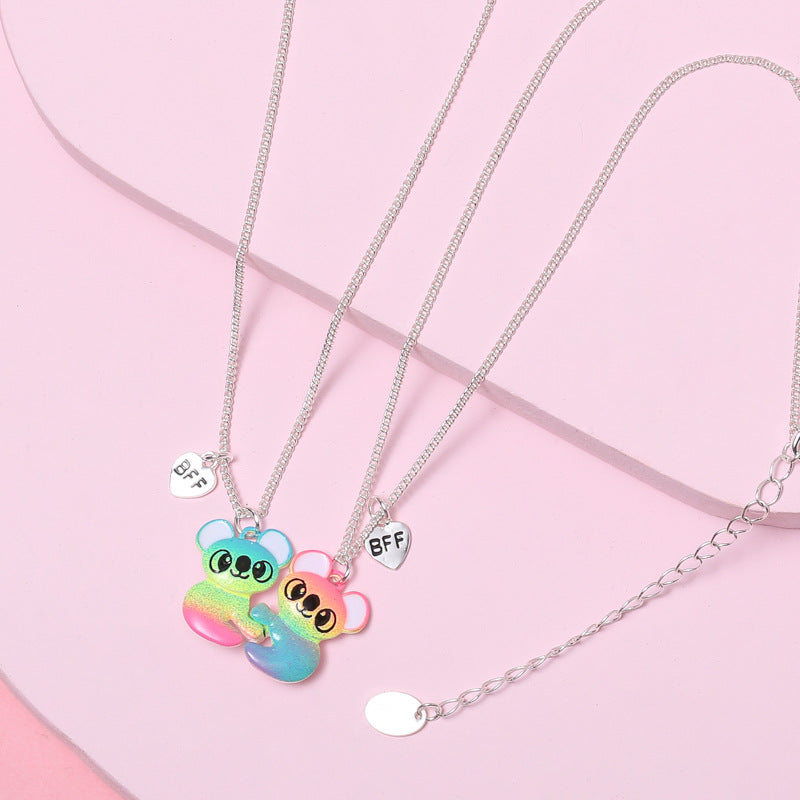 Children's Classic Colorful Raccoon Alloy Spray Paint Drop Jewelry Set