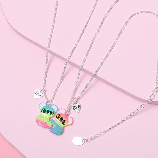 Children's Classic Colorful Raccoon Alloy Spray Paint Drop Jewelry Set