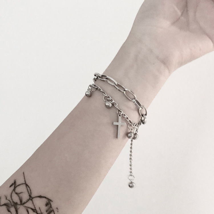Women's Chain Cold Style Cross Disco Jumping Tide Bracelet