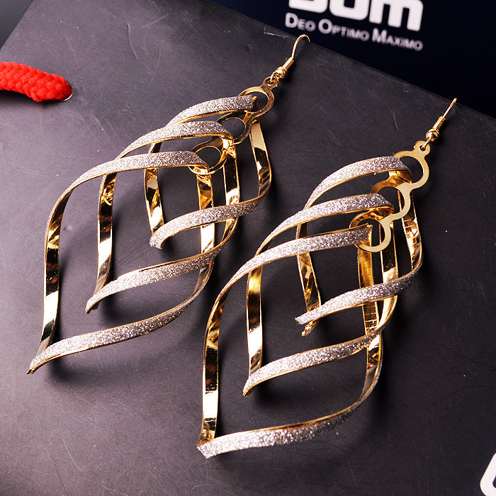 High Profile Retro Eardrops Alloy Frosted Earrings
