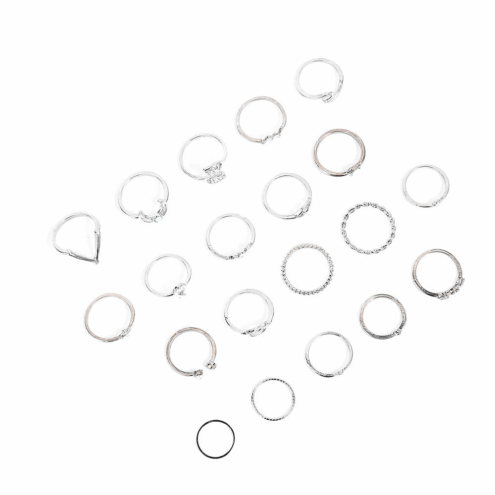 Retro V-shaped Leaves Eye Geometric Circle Rings