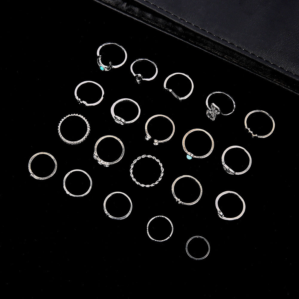Retro V-shaped Leaves Eye Geometric Circle Rings