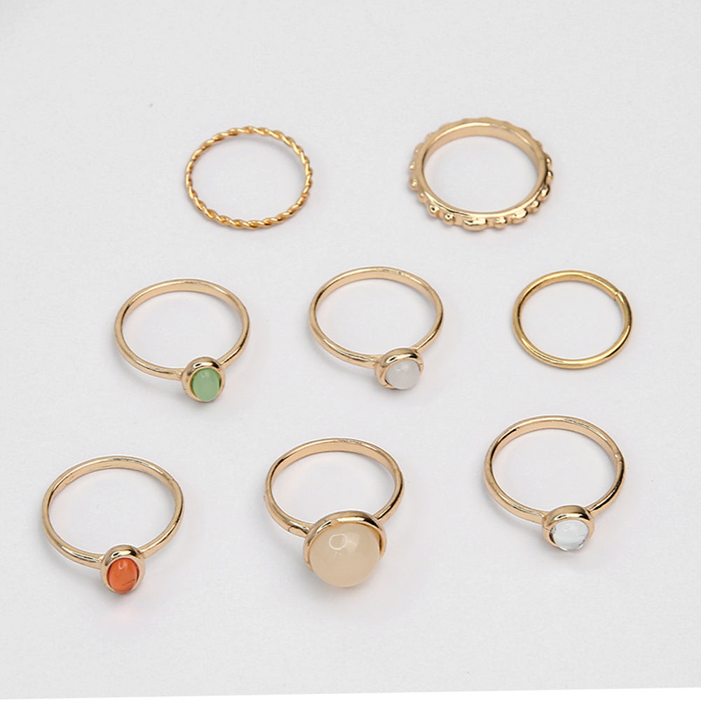 Fashion Opal Champagne Multicolor Knuckle Set Rings