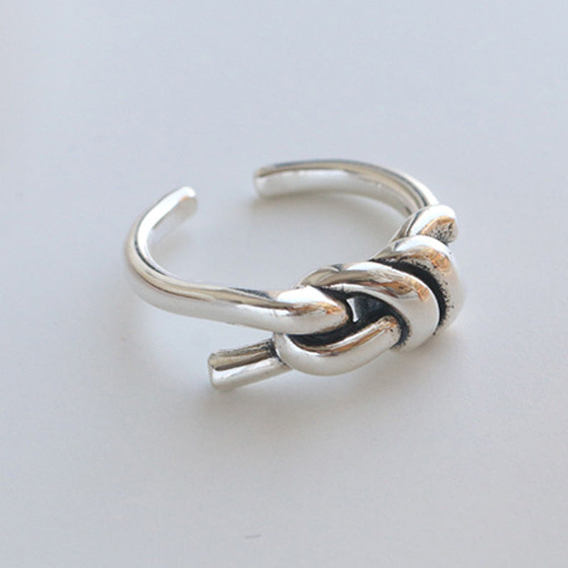 Knotted Sier Plated Retro Personality Trendy Cold String Clip Ring