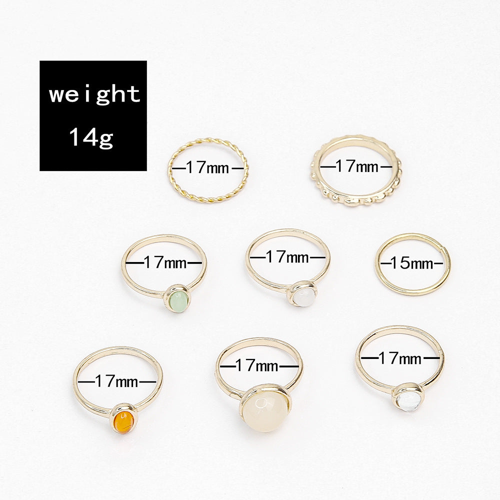 Fashion Opal Champagne Multicolor Knuckle Set Rings