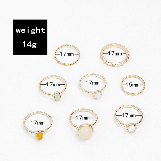 Fashion Opal Champagne Multicolor Knuckle Set Rings