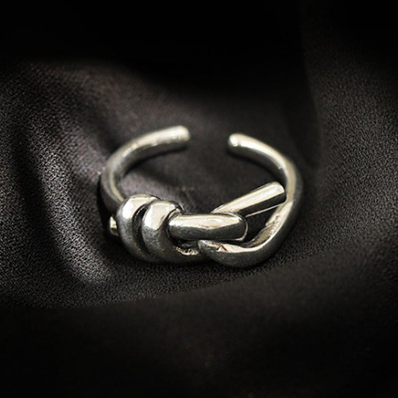 Knotted Sier Plated Retro Personality Trendy Cold String Clip Ring