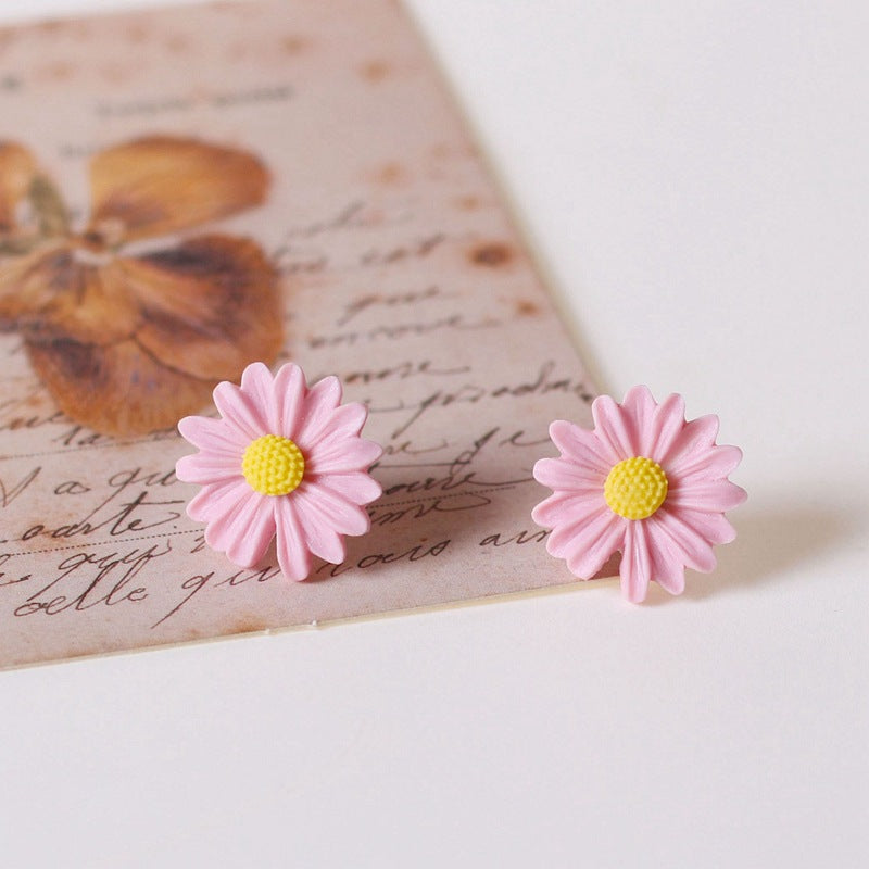 Ceramic Ornament Chrysanthemum Female Fresh Stall Earrings