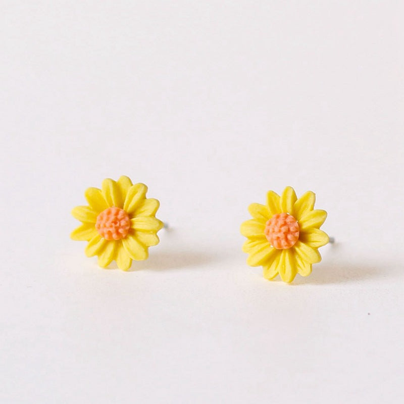 Ceramic Ornament Chrysanthemum Female Fresh Stall Earrings