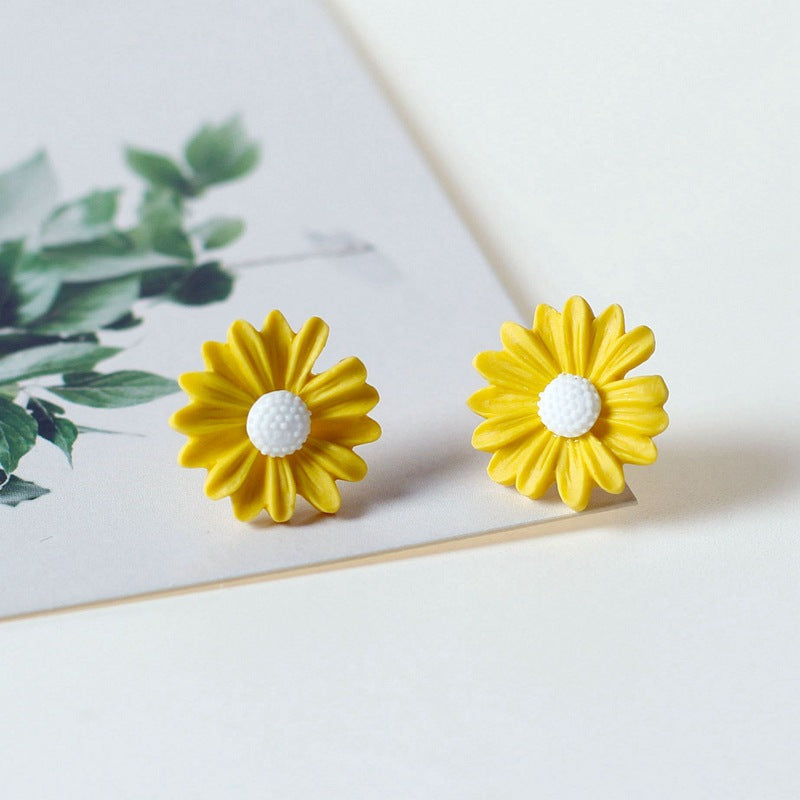 Ceramic Ornament Chrysanthemum Female Fresh Stall Earrings