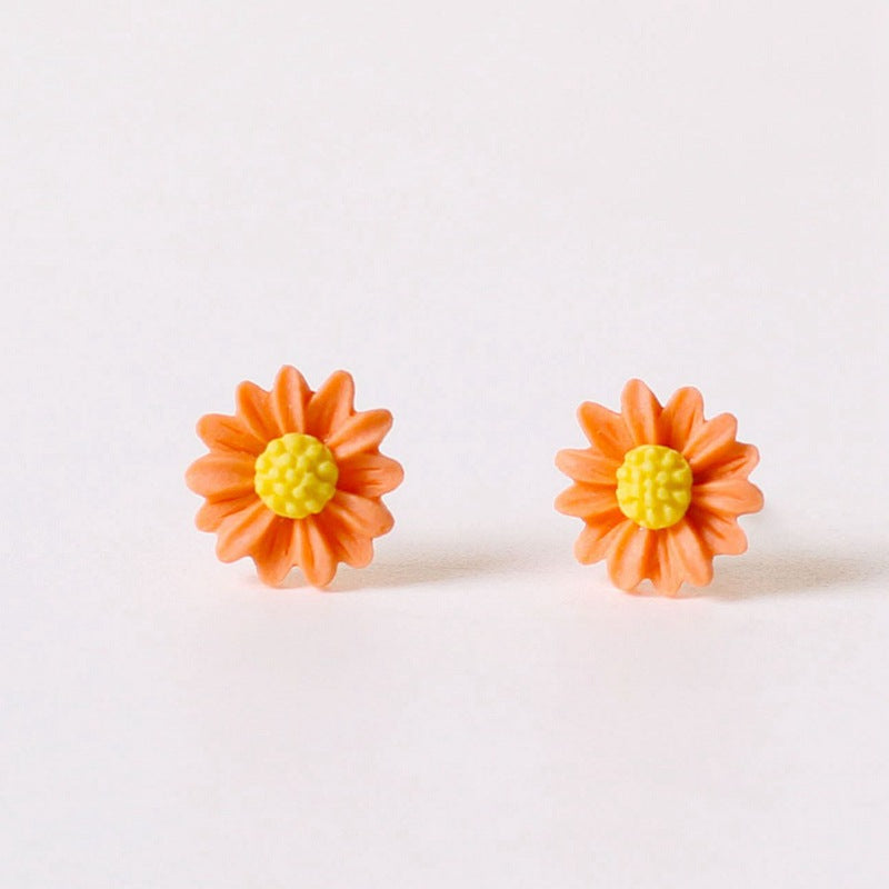 Ceramic Ornament Chrysanthemum Female Fresh Stall Earrings