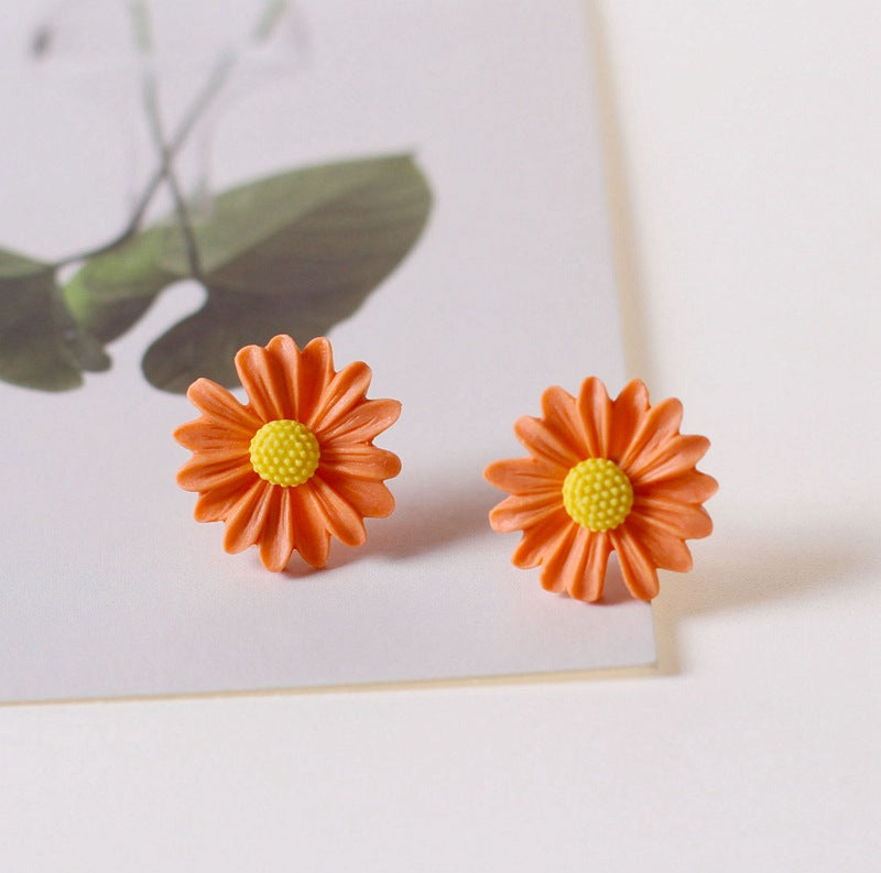 Ceramic Ornament Chrysanthemum Female Fresh Stall Earrings